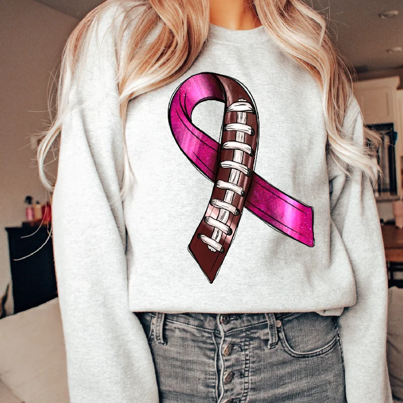 Hazel Blues® |  Breast Cancer Ribbon Graphic Sweatshirt Hoodie with Raglan Sleeves Sporty Comfortable