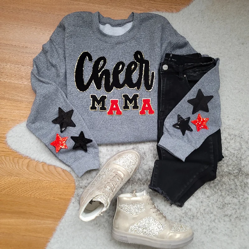 Hazel Blues® |  Cheer Mama Chenille Sweatshirt Hoodie with Snap Buttons Easy Quick