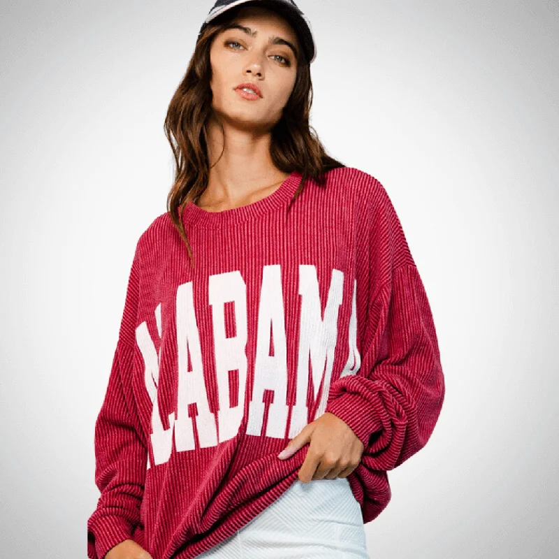 Graphic "ALABAMA" Oversized Sweatshirt Made in USA Hoodie with Hood Adjustable Protection