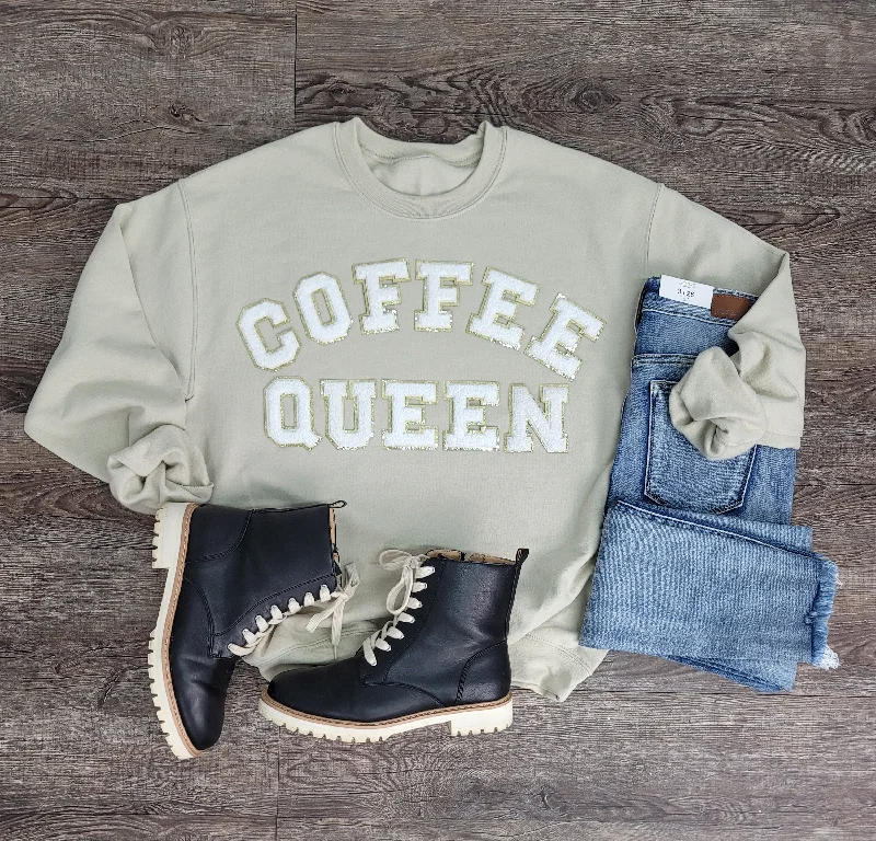 Hazel Blues® |  Coffee Queen Chenille Patch Sweatshirt Hooded Sweatshirt Casual Wear Street Style