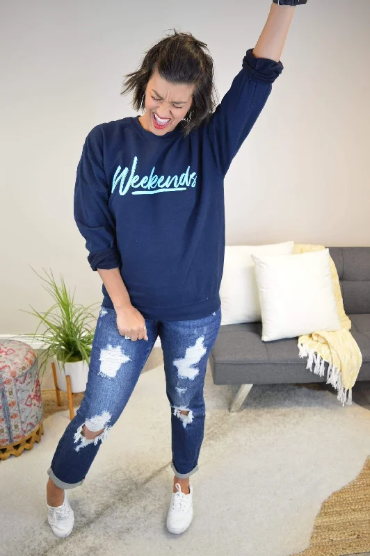 Hazel Blues® | Weekends Graphic Sweatshirt Hoodie with Oversized Fit Loose Comfortable