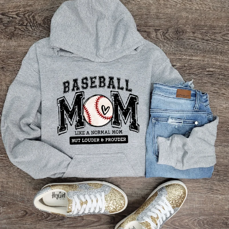 Hazel Blues® |  Louder Baseball Mom: HOODIE Hoodie with Applique Textured Unique