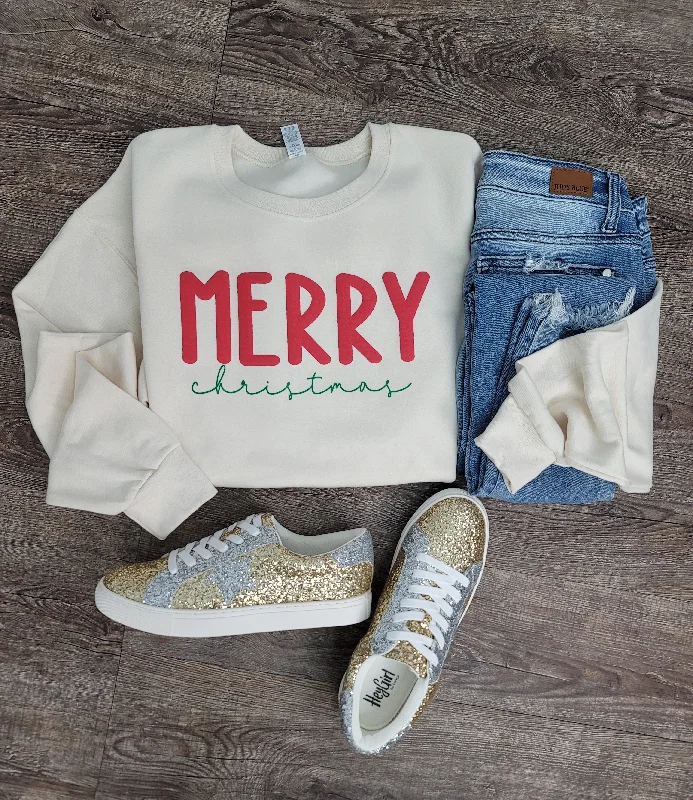 Hazel Blues® |  Merry Christmas Puff Print Graphic Sweatshirt Hoodie with Camouflage Military Edgy