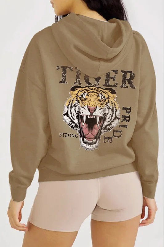 Hazel Blues® | TIGER STRONG PRIDE Graphic Hoodie Hoodie with Stripes Bold Sporty