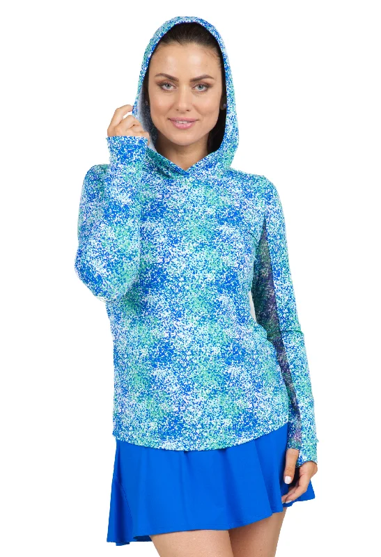 Spray Paint Print Long Sleeve Hoody – 16542 Hoodie with High-Low Hem Asymmetrical Trendy