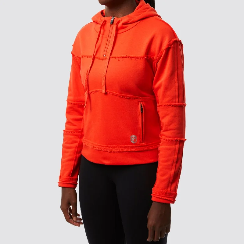 The Stitch Hoodie (Day Glow Orange) Hoodie with Zipper Placket Modern Functional