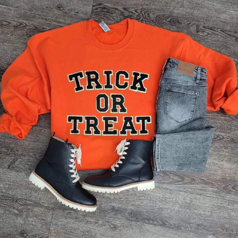 Hazel Blues® |  Trick or Treat Chenille Patch Sweatshirt Hoodie with Reflective Safety Nightwear