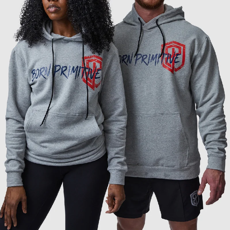 Unmatched Unisex Hoodie (Brand Strength-Heather Grey) Hoodie with Raw Hem Edgy Unfinished