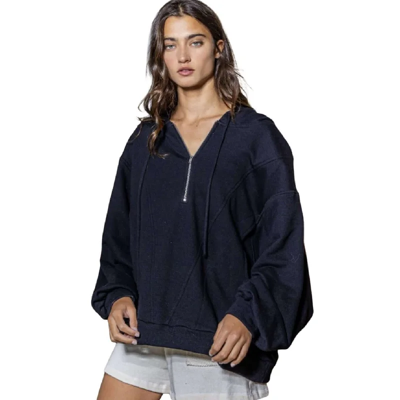 Bold & Comfy Half Zip Oversized Hoodie Made in USA Hoodie with Ribbed Neckline Snug Warm