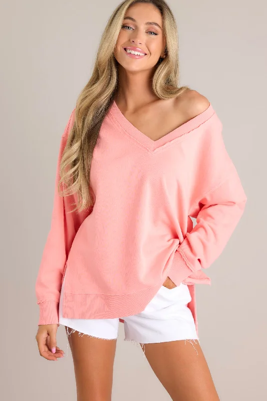 Z-Supply Double Take Melon Pop Sweatshirt Hoodie with Hem Ribbing Snug Secure