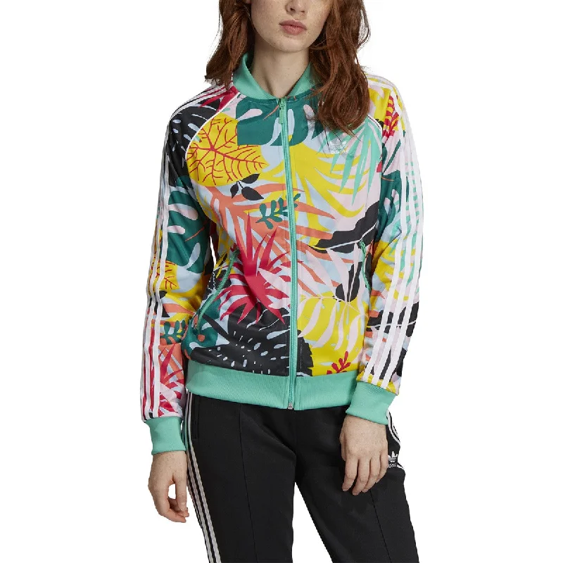 Adidas Tropicalage SST Graphic Womens Track Jacket Multicolor Welt Pockets Slit Pockets Flap Pockets