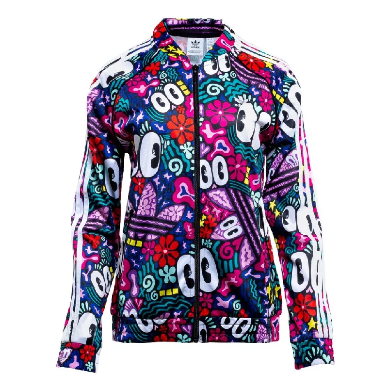 Adidas x "Hattie Stewart" Women's SST Track Jacket Multicolor Zippered Front Buttoned Front Snap Front