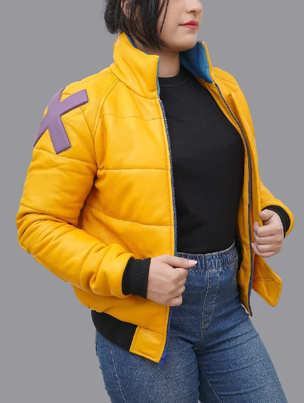 Agent Killjoy Yellow Costume Leather Jacket Elasticated Jacket Padded Jacket Insulated Jacket