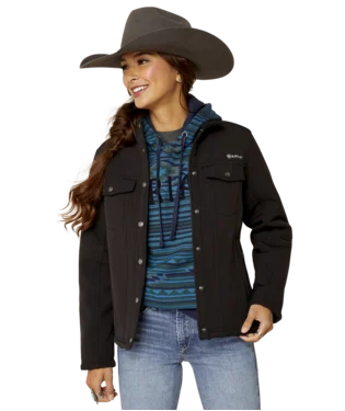 Ariat Ladies Black Berber Back Softshell Jacket Collared Jacket Crew Neck Jacket Turtle Neck Jacket