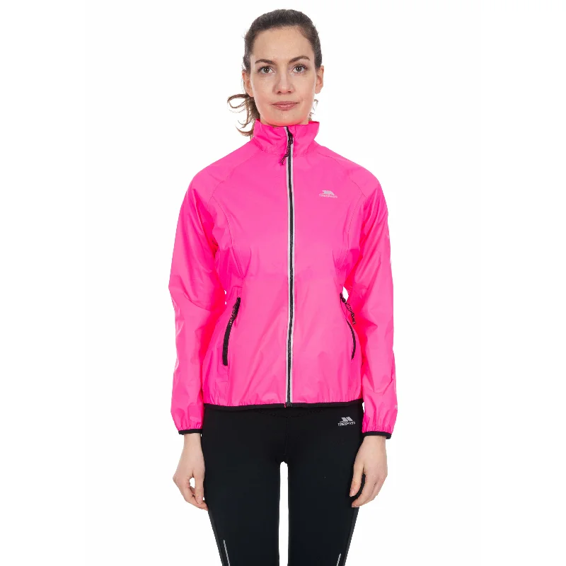 Beaming Womens Unpadded Waterproof Packaway Jacket in High Vis Pink Striped Jacket Polka Dot Jacket Floral Jacket