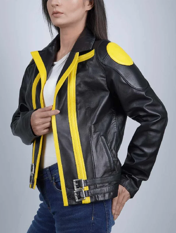 Womens Poke Go Yellow Team Cosplay Jacket One-Shoulder Jacket Off-the-Shoulder Jacket Asymmetrical Jacket