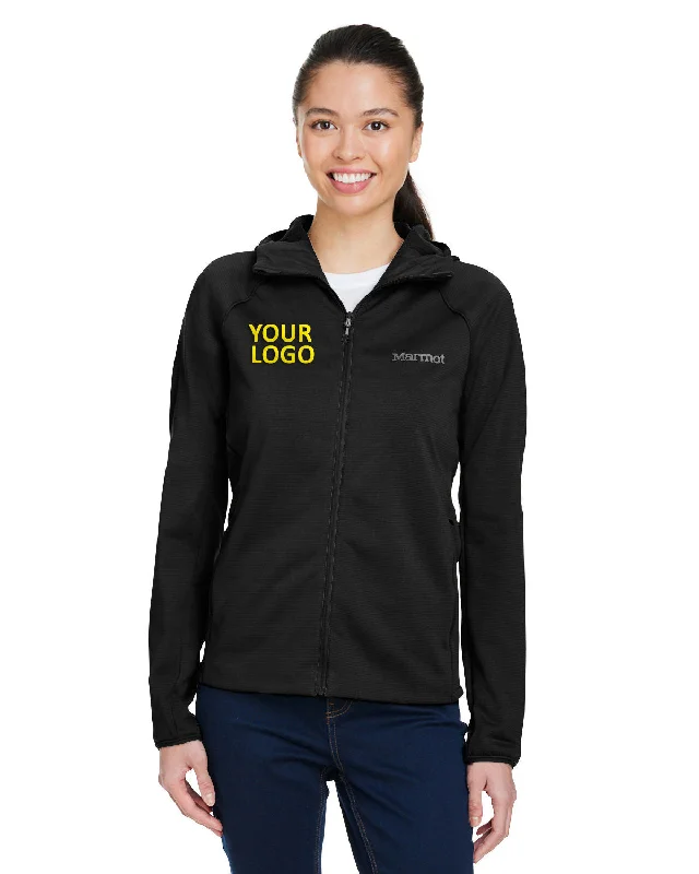 Marmot Ladies Leconte Full Zip Hooded Jackets, Black Zippered Jacket Buttoned Jacket Snapped Jacket