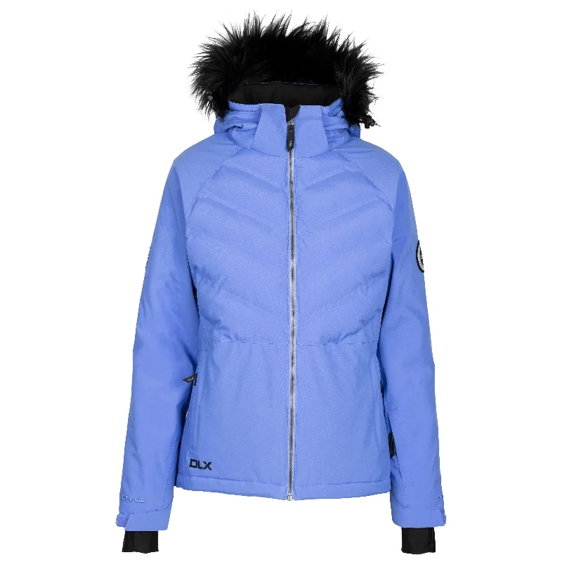 Gaynor DLX Women's Padded Ski Jacket in Baja Blue Denim Fabric Leather Fabric Suede Fabric