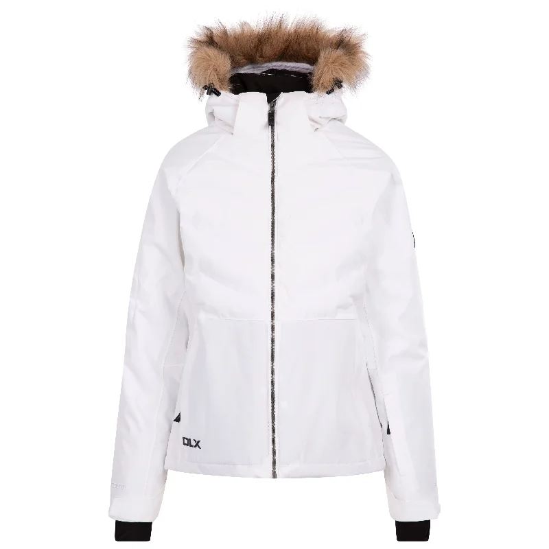 Gaynor DLX Women's Padded Ski Jacket in White Fleece Fabric Down Fabric Feather Fabric