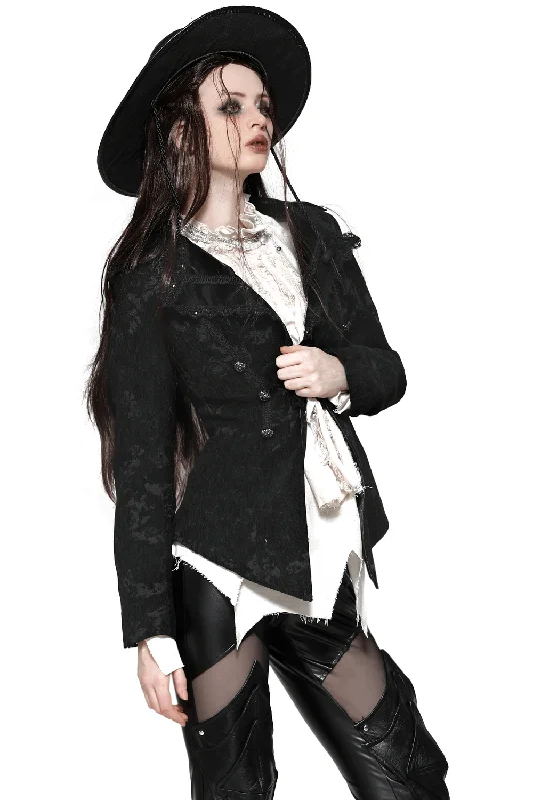 Gothic Jacket with Lace Details and Statement Buttons Lace Jacket Ribbed Jacket Sequined Jacket