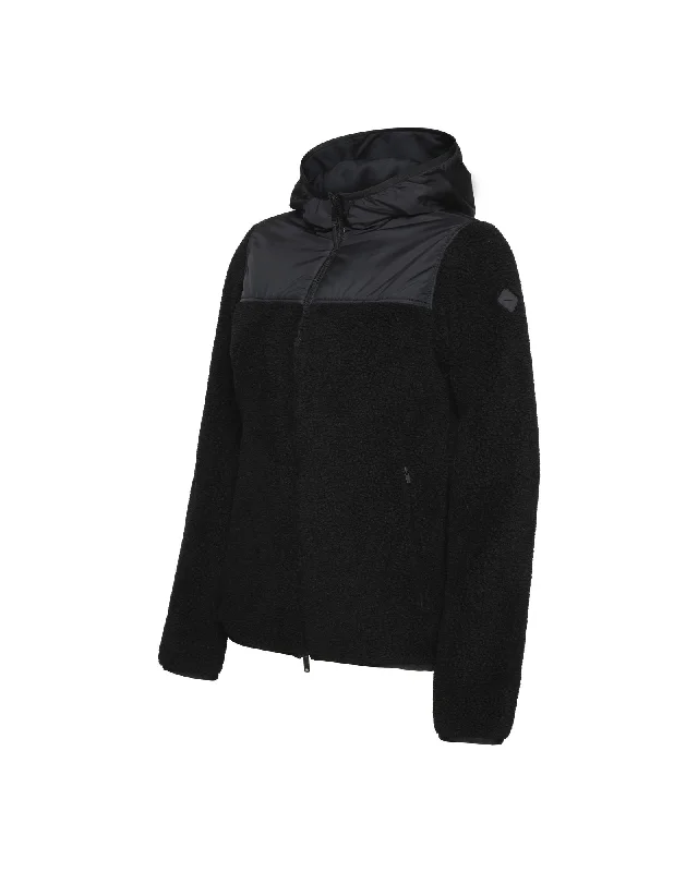 Graphene Hooded Wool Jacket +TECH - Black Front Pockets Side Pockets Patch Pockets