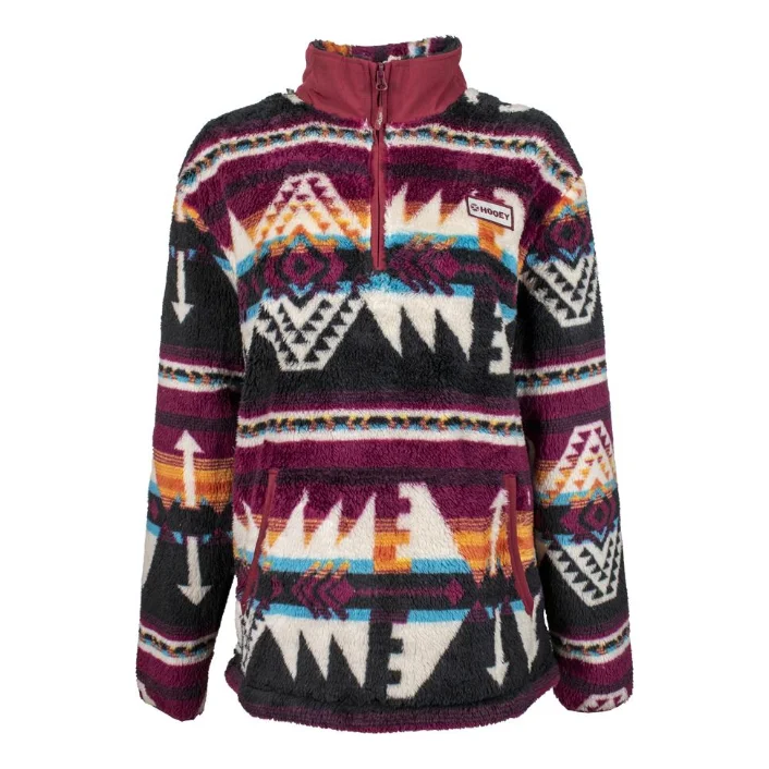 Hooey Ladies Aztec Multi-Color Fleece Pullover Sweatshirt Hoodie with Tie-Dye Psychedelic Retro