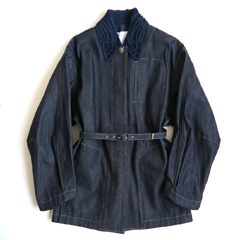 【Mame Kurogouchi/マメ】<br>Cord Embroidery Detail Denim Jacket <br>MM24FW-JK090 Chenille Jacket Brocade Jacket Lace Jacket