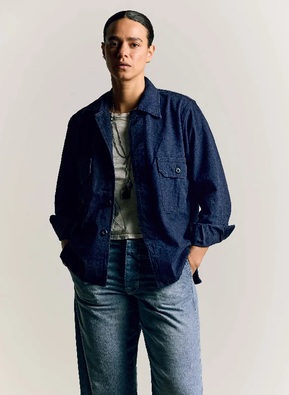 military shirt jacket in indigo Anorak Shell Jacket Lightweight Jacket