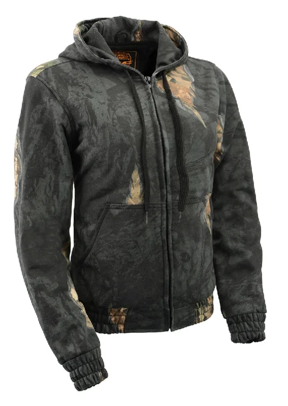 Milwaukee Leather MPM1779 Men's Mossy Oak Eclipse Zipper Front Hoodie Hoodie with Button Placket Classic Preppy