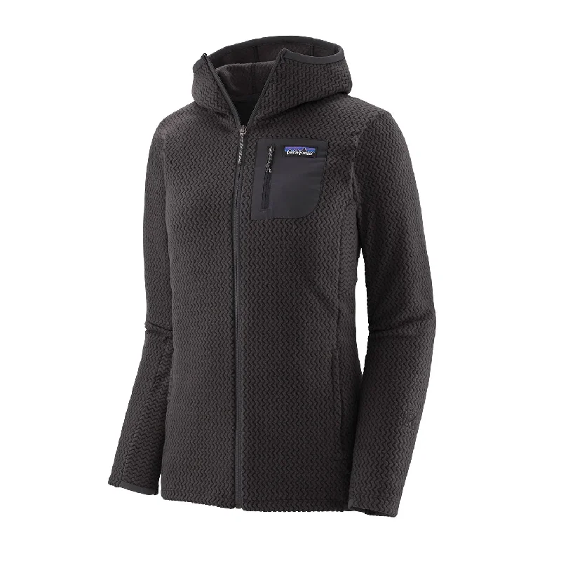 Patagonia Women's R1 Air Full-Zip Hoody Black Hoodie with Typography Text Message