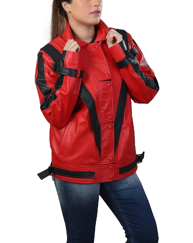 Unisex Handmade Michael Jackson Thriller Leather Jacket Satin Jacket Silk Jacket Chiffon Jacket