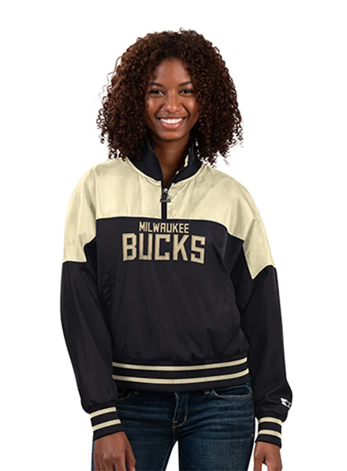 Women's Starter Blitz Milwaukee Bucks Pullover Jacket Embroidered Jacket Appliqued Jacket Beaded Jacket