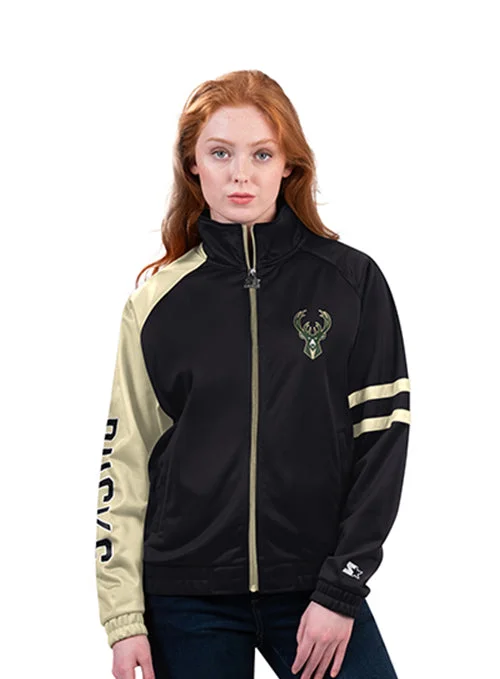 Women's Starter Arena Milwaukee Bucks Track Jacket Denim Jacket Leather Jacket Suede Jacket