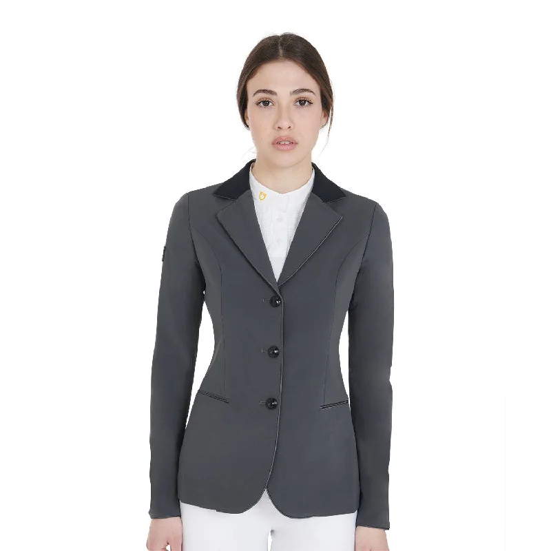 Women's Three-Button Competition Jacket - Grey/black Front Pockets Side Pockets Patch Pockets