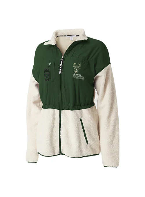 Women's Wear By Erin Andrews Color Block Polar Milwaukee Bucks Jacket Lace Jacket Ribbed Jacket Sequined Jacket