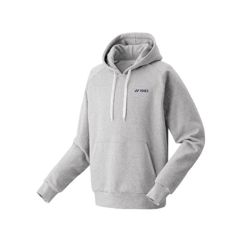 Yonex Unisex Sweat Hoodie YM0031 [Grey] Hoodie with Hem Applique Textured Unique