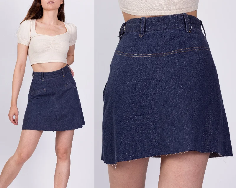 70s Denim A Line Mini Skirt - Extra Small, 23.5" lace skirt delicate