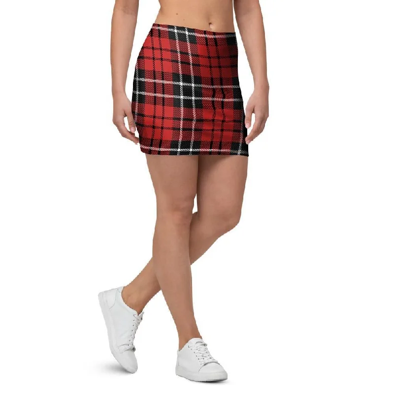 Christmas Red Plaid Scottish Mini Skirt velvet skirt luxurious