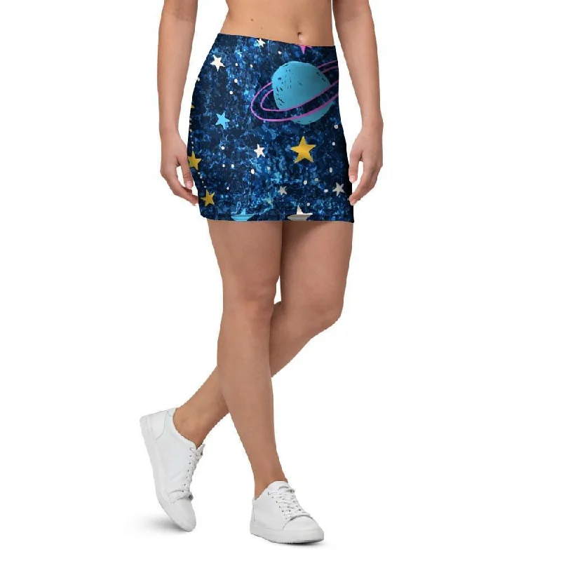 Constellation Star Galaxy Space Mini Skirt linen skirt natural