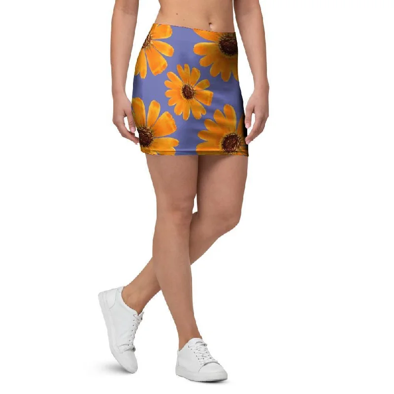 Cute Sunflower Mini Skirt casual skirt length