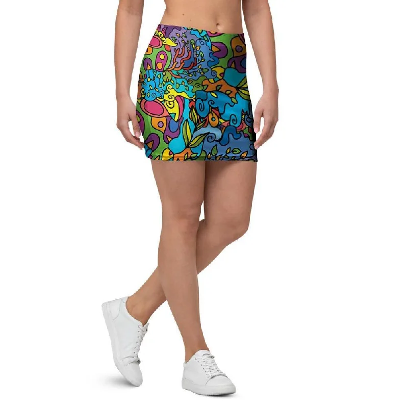 Demon Psychedelic Mini Skirt cashmere skirt plush