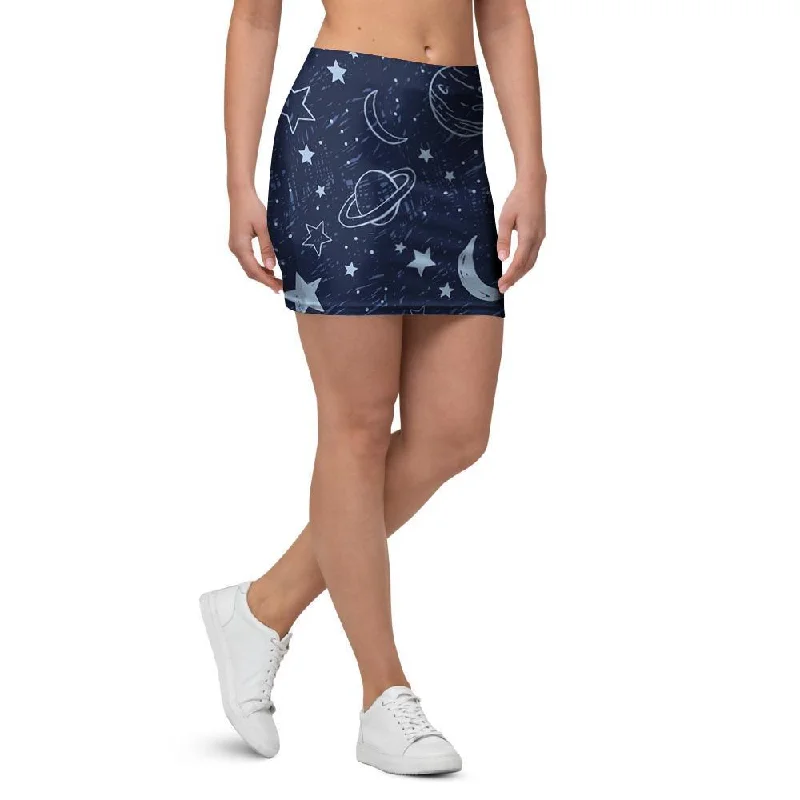 Doodle Galaxy Space Mini Skirt breathable skirt fabric