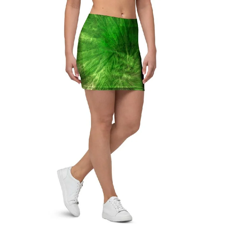 Emerald Green Tie Dye Mini Skirt cotton skirt soft