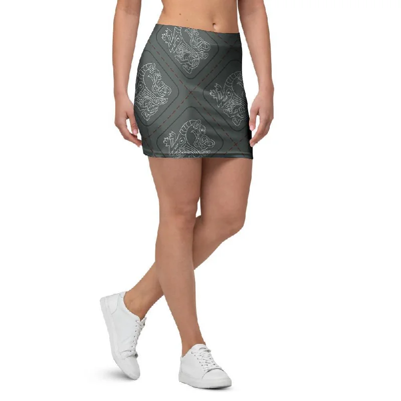 Ethnic Celtic Viking Mini Skirt leather skirt refined