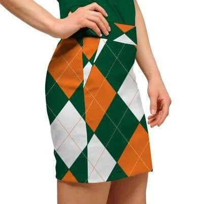 Loudmouth Golf: Womens Skort - Orange & Green Argyle chiffon skirt delicate