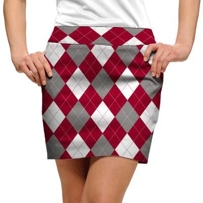 Loudmouth Golf: Women's Skort - Red & Gray & White (Size 2) button skirt front