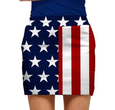 Loudmouth Golf: Women's Skort - Stars & Stripes belted skirt waist