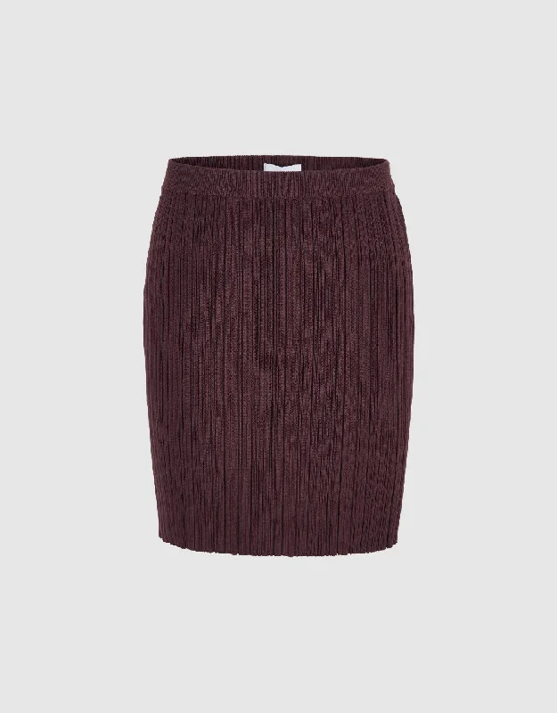 Mini Knitted Straight Skirt button skirt front