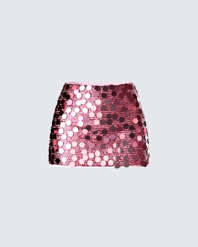 Philo Pink Sequin Mini Skirt breathable skirt fabric