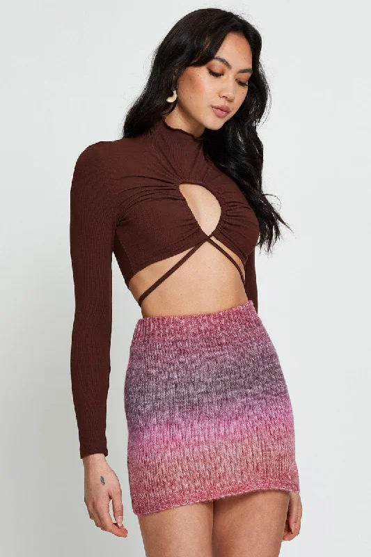 Pink Knit Skirt Mini pencil skirt chic